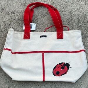 Kate Spade Red and Cream Tote with Geometric Design